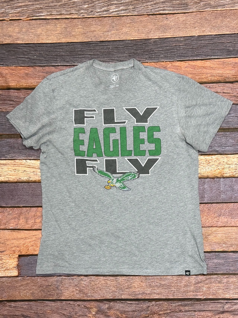 Philadelphia Eagles Fly Eagles Fly NFL Football Crewneck Gray Tshirt Large